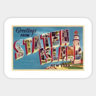 Greetings from Staten Island, New York - Vintage Large Letter Postcard Sticker